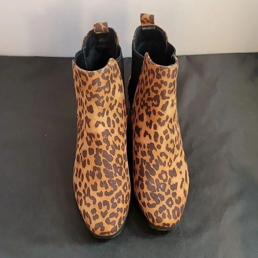 BRAND NEW NEW DAY FAUX SUEDE LEOPARD PRINT ANKLE BOOTS